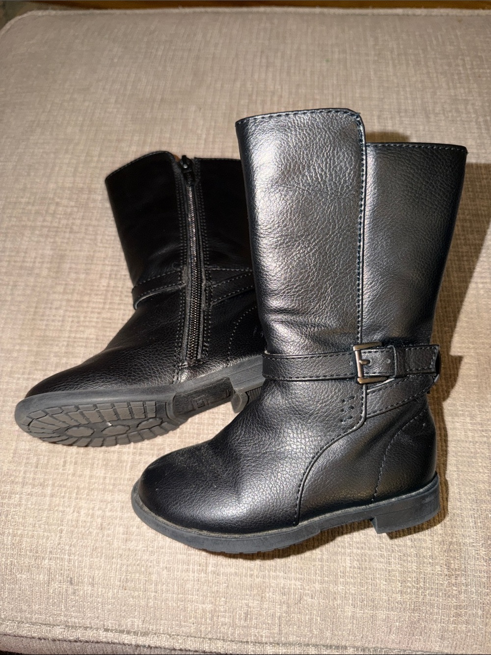Place Kids Black Mid-Calf Buckle Riding Boots